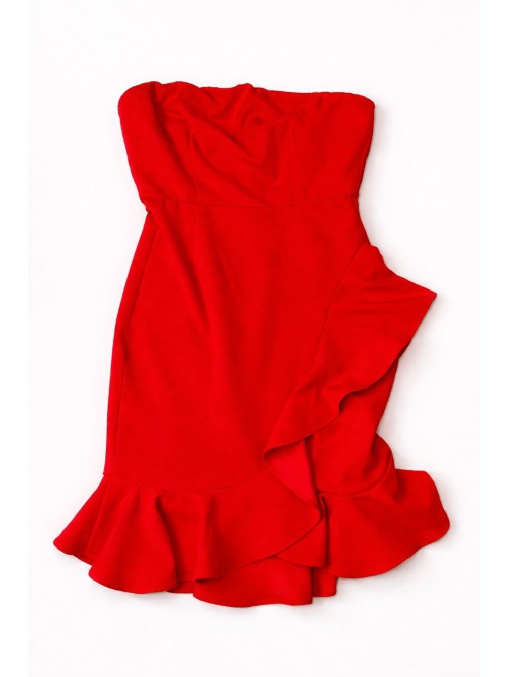 NWT One and Only Collective Strapless Ruffled Mini Dress Red Size Small